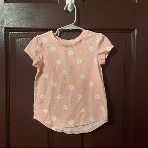 Cat & Jack Toddler Girls Pink & White Daisy Short Sleeve Top 5T